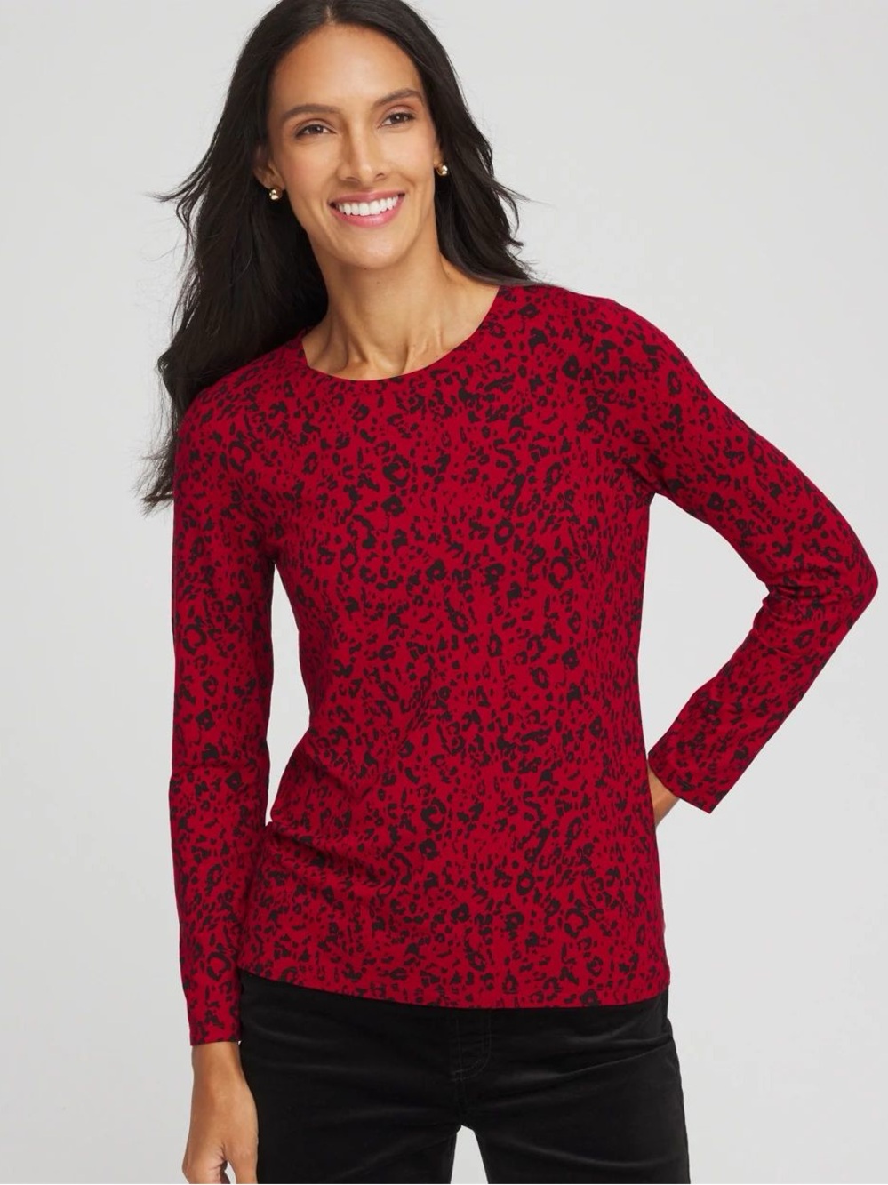 CHICOS Touch of Cool Layering Tee in Leopard Print, Like New